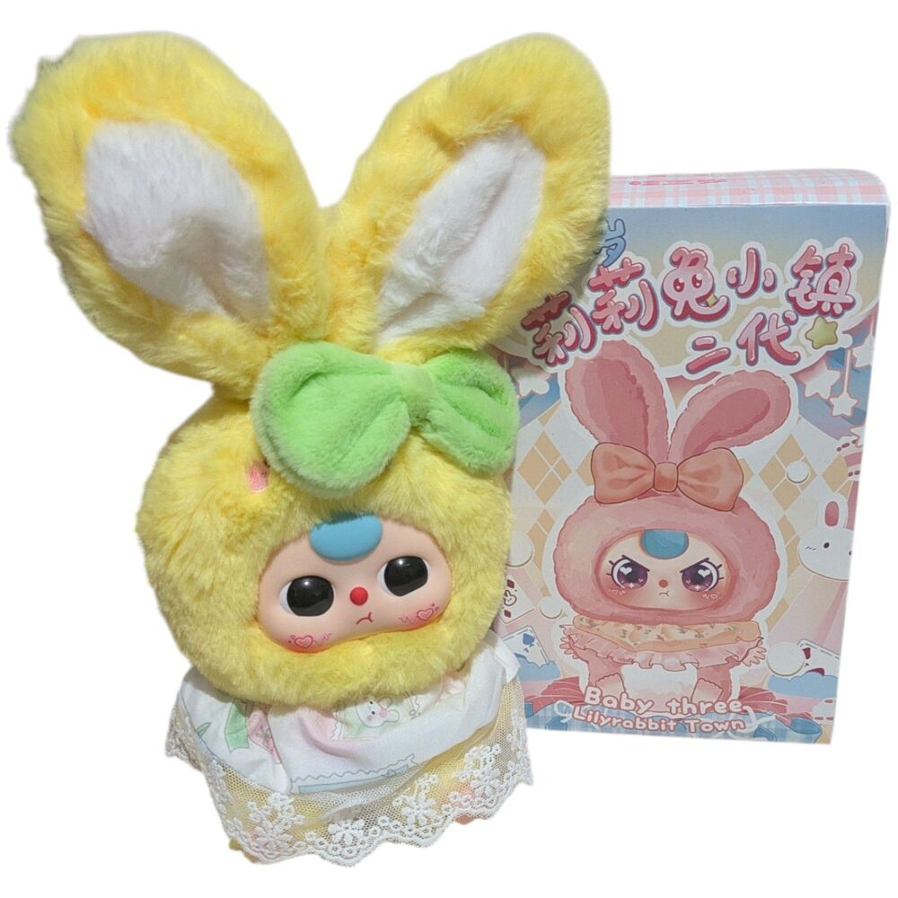 Baby Three Lily Rabbit Town Plush Bunny Doll Yellow With Box Kawaii Keychain - Picture 1 of 4
